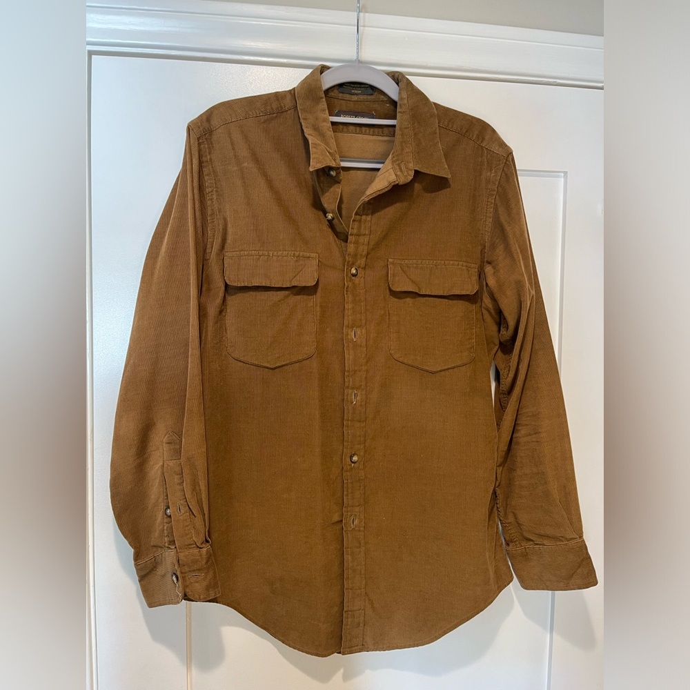 Vintage cotton thin-welt corduroy button-down long sleeve shirt